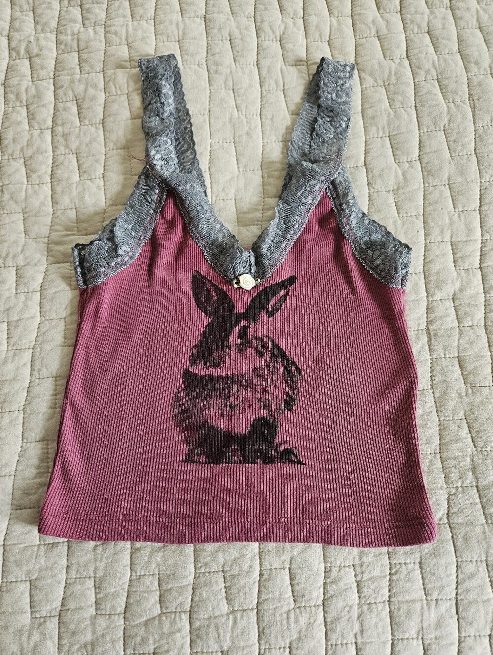 Urban Outfitters Kimchi Blue Bunny Lace Rosette Crop Tank Small